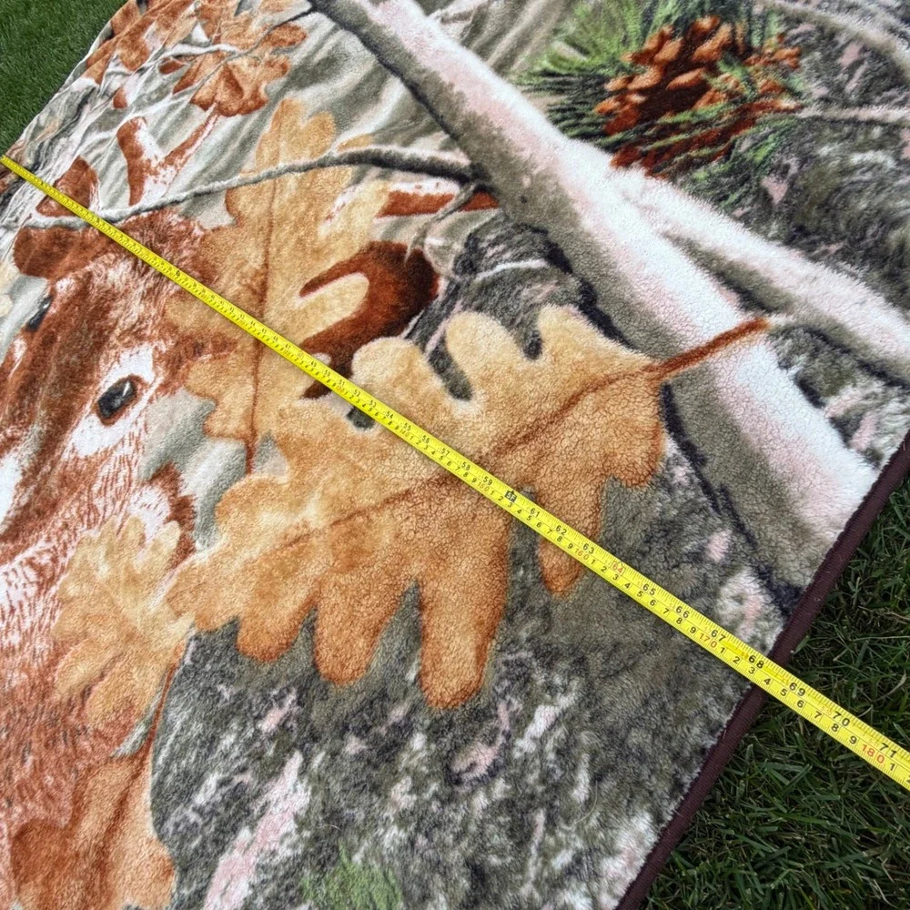 A+ Huntsman Collection Reversible Deer Fleece Blanket Rustic Cabin Lodge 92x77